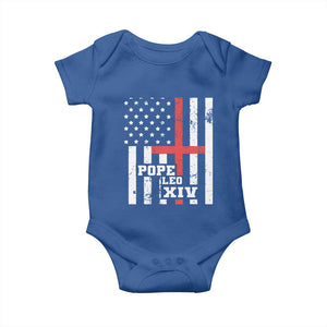 Pope Leo XIV Baby Onesie First American Pope Catholic Religious Cross American Flag TS11 Royal Blue Print Your Wear