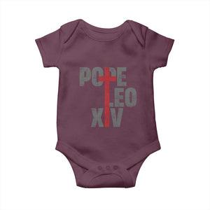 Pope Leo XIV Baby Onesie First American Pope Catholic Religious Cross TS11 Maroon Print Your Wear