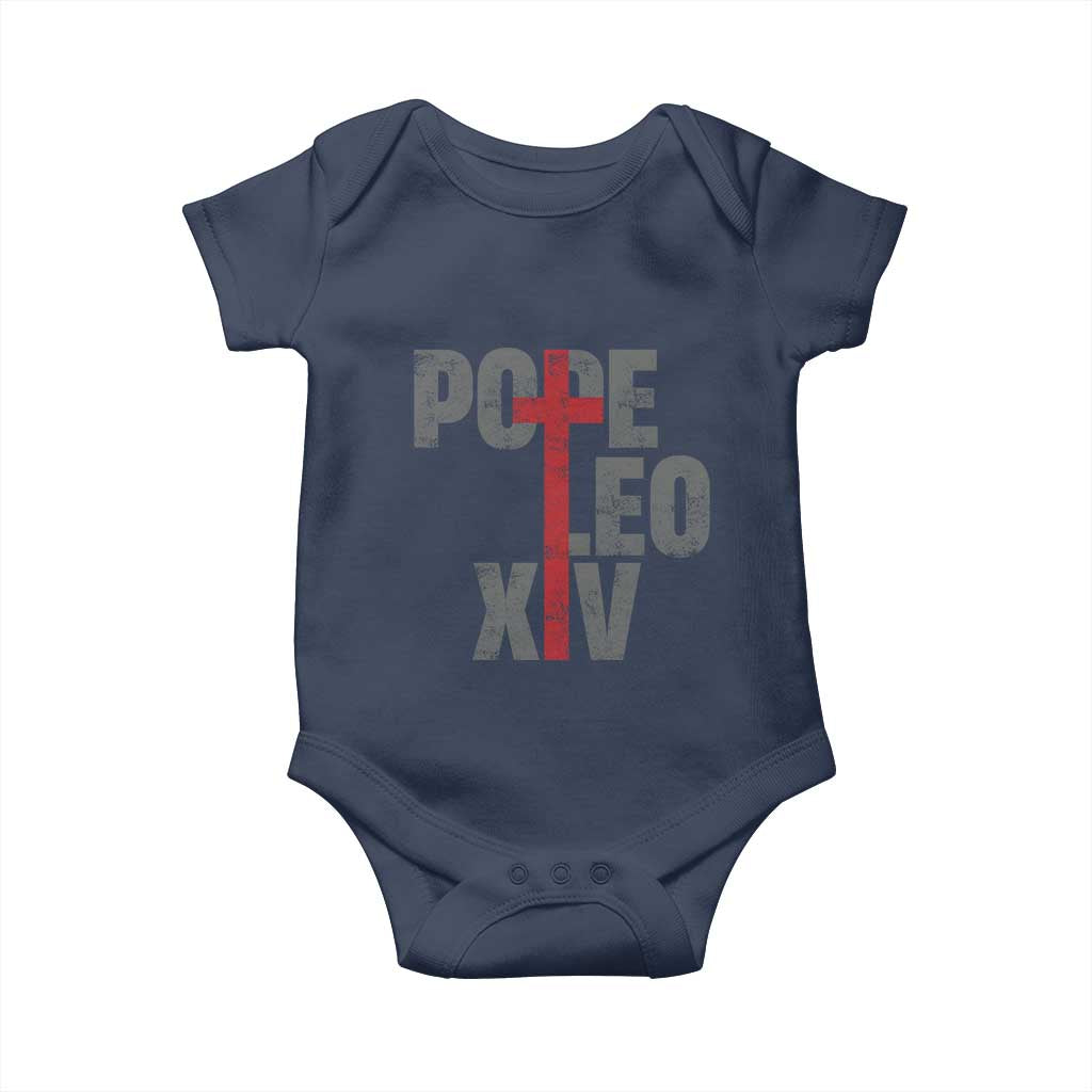 Pope Leo XIV Baby Onesie First American Pope Catholic Religious Cross TS11 Navy Print Your Wear