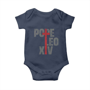 Pope Leo XIV Baby Onesie First American Pope Catholic Religious Cross TS11 Navy Print Your Wear