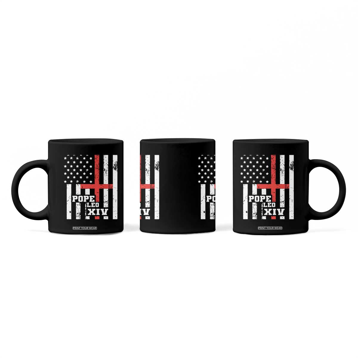 Pope Leo XIV Coffee Mug First American Pope Catholic Religious Cross American Flag TS11 Print Your Wear