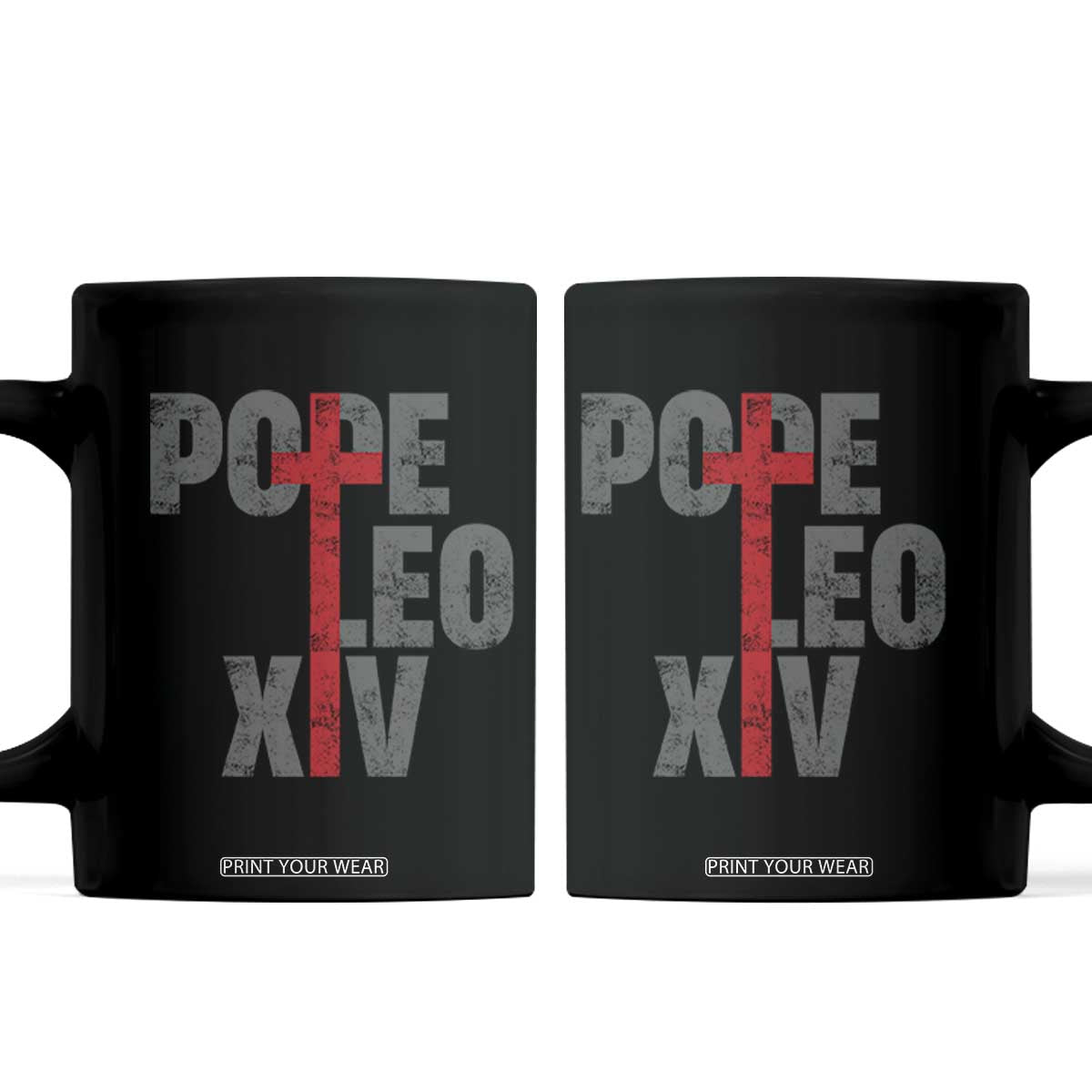 Pope Leo XIV Coffee Mug First American Pope Catholic Religious Cross TS11 Black Print Your Wear