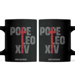 Pope Leo XIV Coffee Mug First American Pope Catholic Religious Cross TS11 Black Print Your Wear