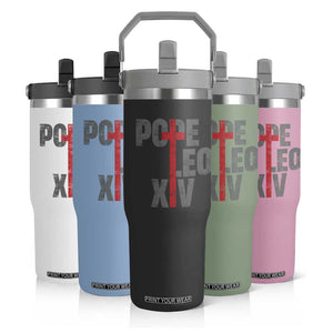 Pope Leo XIV Flip Straw Tumbler First American Pope Catholic Religious Cross TS11 Print Your Wear