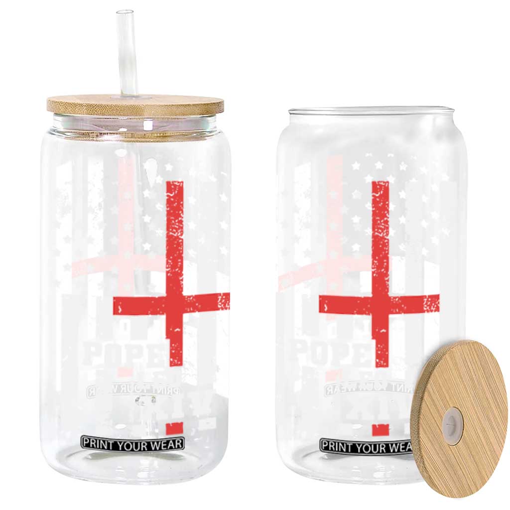 Pope Leo XIV Glass Can First American Pope Catholic Religious Cross American Flag TS11 Black Print Your Wear