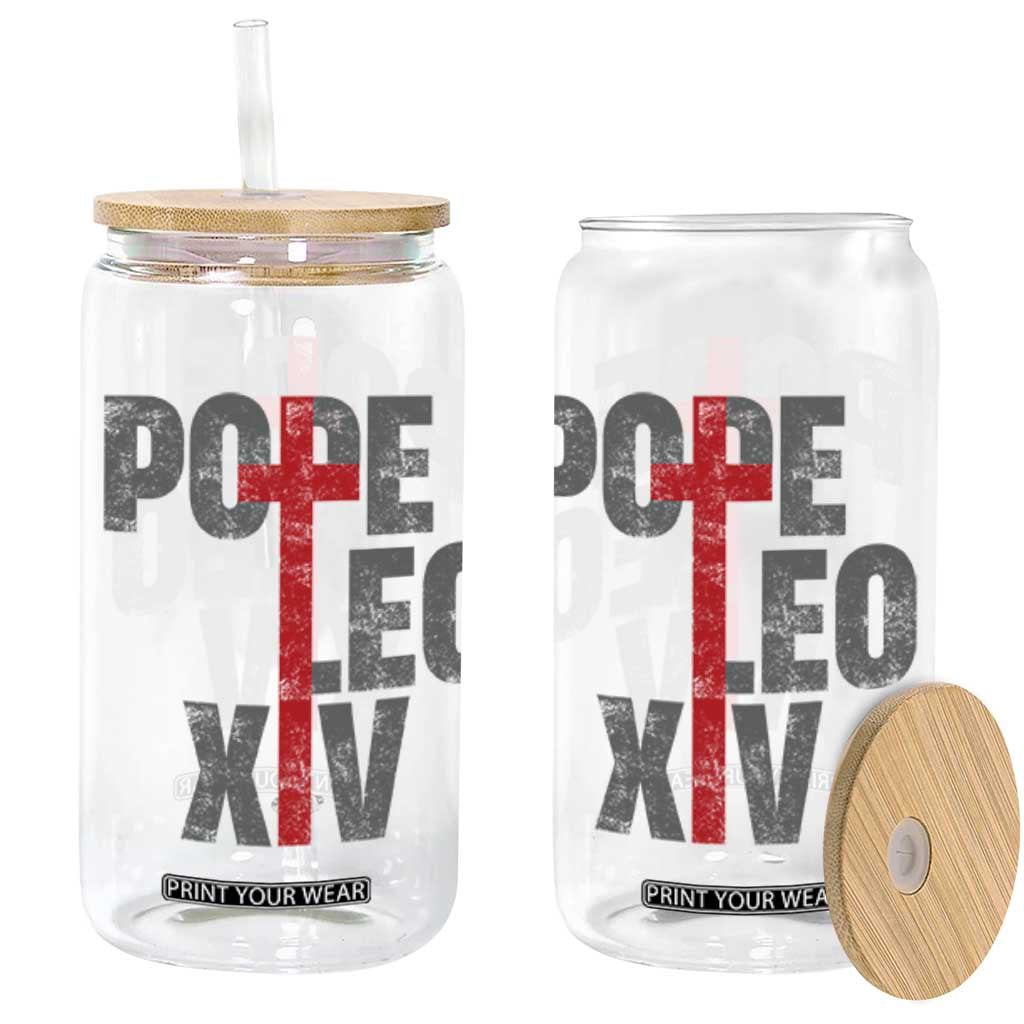 Pope Leo XIV Glass Can First American Pope Catholic Religious Cross TS11 Black Print Your Wear