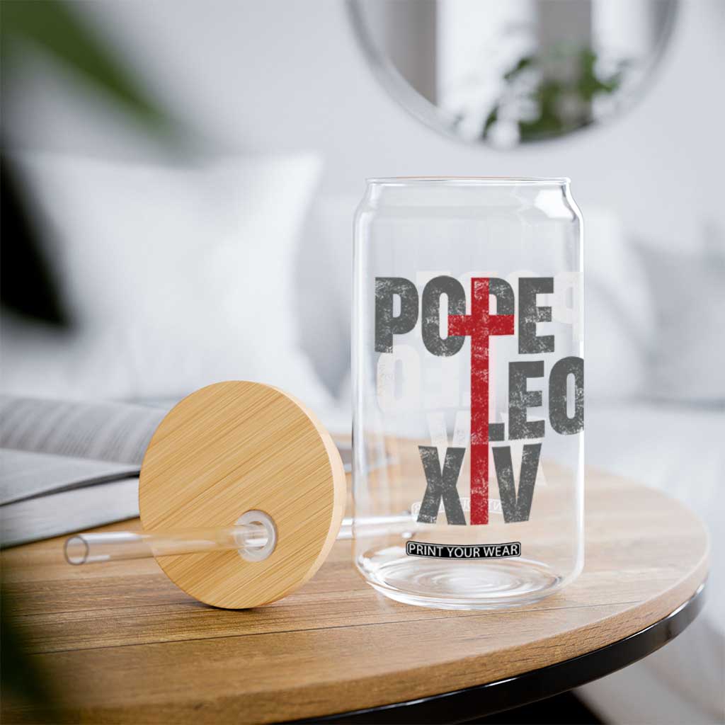 Pope Leo XIV Glass Can First American Pope Catholic Religious Cross TS11 Print Your Wear