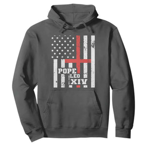 Pope Leo XIV Hoodie First American Pope Catholic Religious Cross American Flag TS11 Dark Heather Print Your Wear