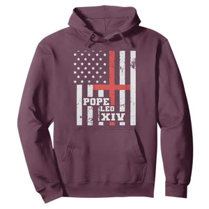 Pope Leo XIV Hoodie First American Pope Catholic Religious Cross American Flag TS11 Maroon Print Your Wear