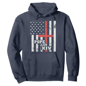 Pope Leo XIV Hoodie First American Pope Catholic Religious Cross American Flag TS11 Navy Print Your Wear