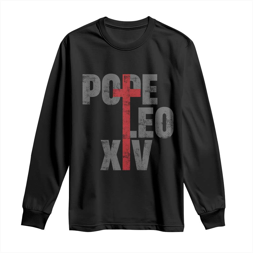 Pope Leo XIV Long Sleeve Shirt First American Pope Catholic Religious Cross TS11 Black Print Your Wear