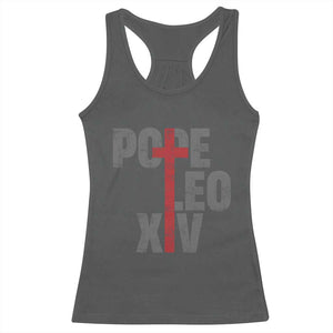 Pope Leo XIV Racerback Tank Top First American Pope Catholic Religious Cross TS11 Dark Heather Print Your Wear