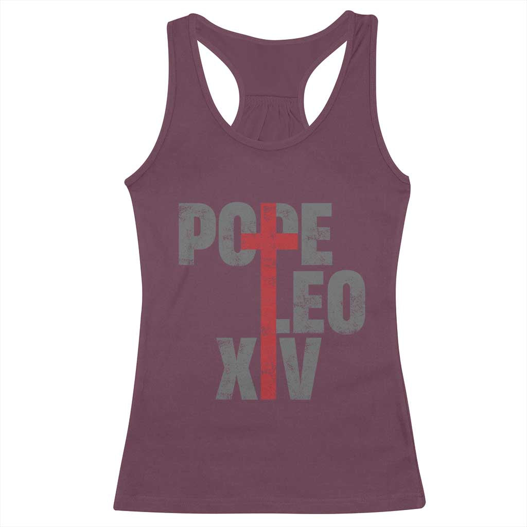 Pope Leo XIV Racerback Tank Top First American Pope Catholic Religious Cross TS11 Maroon Print Your Wear