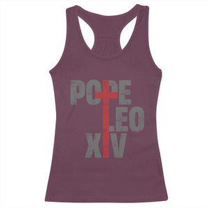Pope Leo XIV Racerback Tank Top First American Pope Catholic Religious Cross TS11 Maroon Print Your Wear