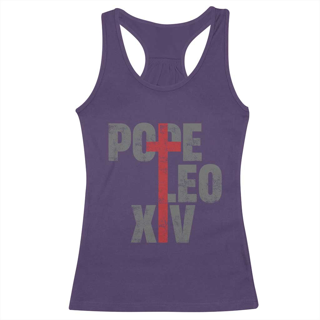 Pope Leo XIV Racerback Tank Top First American Pope Catholic Religious Cross TS11 Purple Print Your Wear