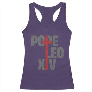 Pope Leo XIV Racerback Tank Top First American Pope Catholic Religious Cross TS11 Purple Print Your Wear