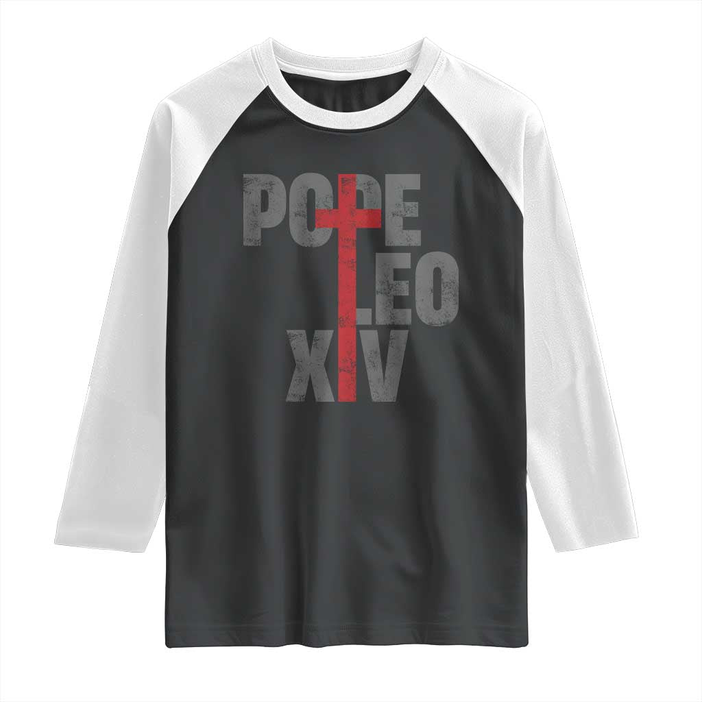 Pope Leo XIV Raglan Shirt First American Pope Catholic Religious Cross TS11 Black White Print Your Wear
