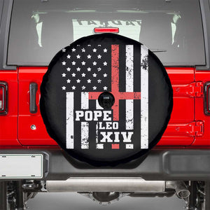 Pope Leo XIV Spare Tire Cover First American Pope Catholic Religious Cross American Flag TS11 Black Print Your Wear