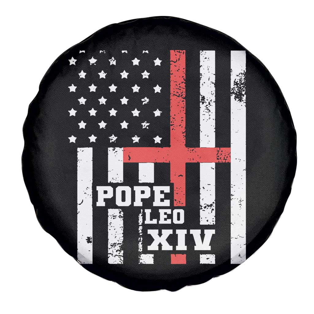 Pope Leo XIV Spare Tire Cover First American Pope Catholic Religious Cross American Flag TS11 Print Your Wear