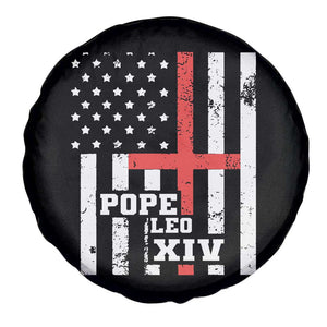 Pope Leo XIV Spare Tire Cover First American Pope Catholic Religious Cross American Flag TS11 Print Your Wear