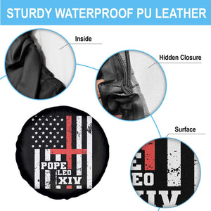Pope Leo XIV Spare Tire Cover First American Pope Catholic Religious Cross American Flag TS11 Print Your Wear