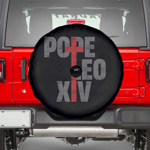Pope Leo XIV Spare Tire Cover First American Pope Catholic Religious Cross TS11 Black Print Your Wear