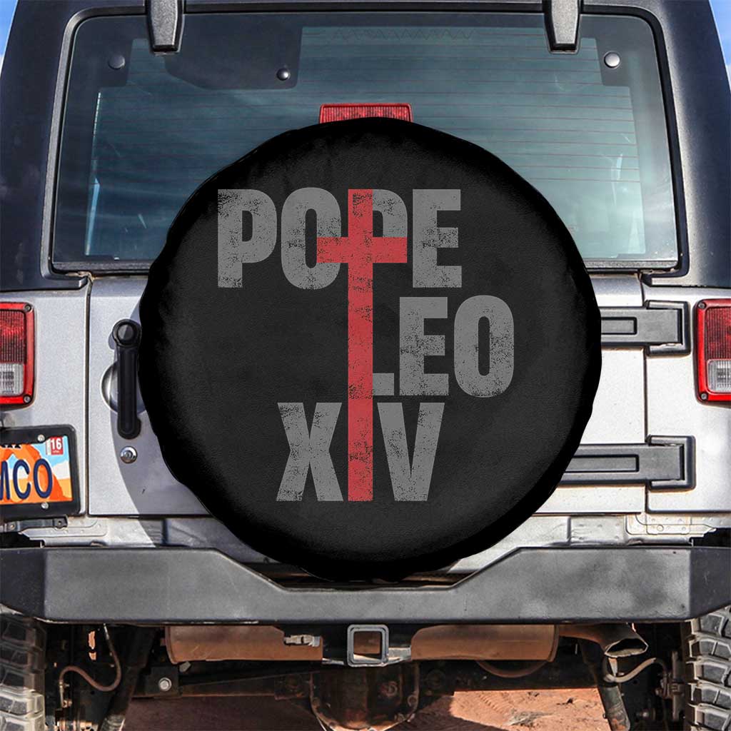 Pope Leo XIV Spare Tire Cover First American Pope Catholic Religious Cross TS11 No hole Black Print Your Wear