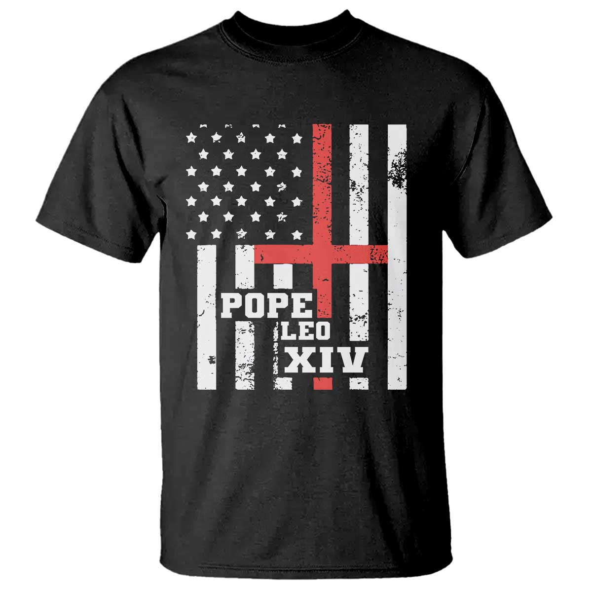 Pope Leo XIV T Shirt First American Pope Catholic Religious Cross American Flag TS11 Black Print Your Wear