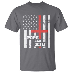 Pope Leo XIV T Shirt First American Pope Catholic Religious Cross American Flag TS11 Charcoal Print Your Wear