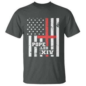 Pope Leo XIV T Shirt First American Pope Catholic Religious Cross American Flag TS11 Dark Heather Print Your Wear