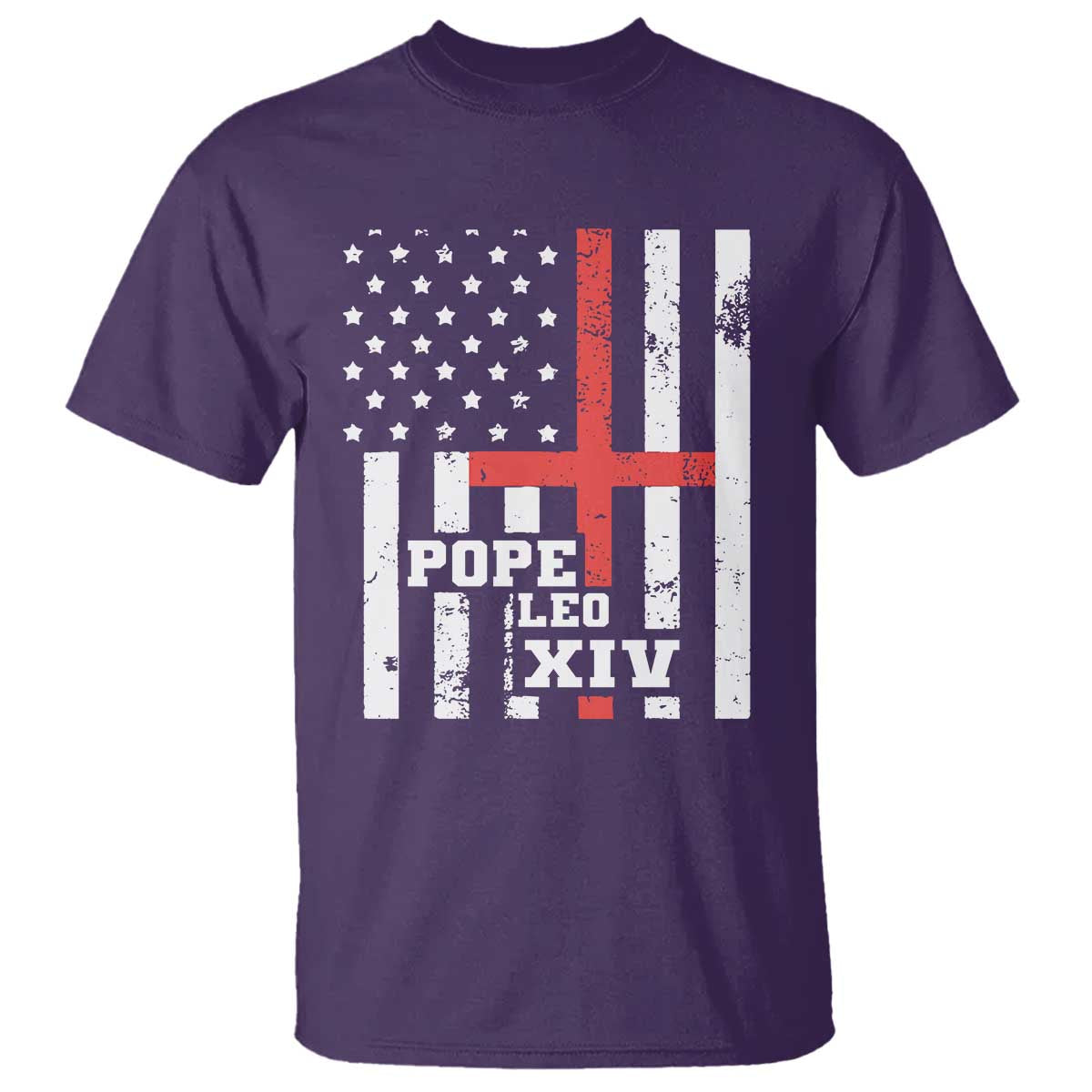 Pope Leo XIV T Shirt First American Pope Catholic Religious Cross American Flag TS11 Purple Print Your Wear