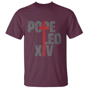 Pope Leo XIV T Shirt First American Pope Catholic Religious Cross TS11 Maroon Print Your Wear
