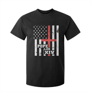 Pope Leo XIV T Shirt For Kid First American Pope Catholic Religious Cross American Flag TS11 Black Print Your Wear
