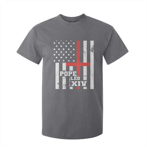 Pope Leo XIV T Shirt For Kid First American Pope Catholic Religious Cross American Flag TS11 Charcoal Print Your Wear