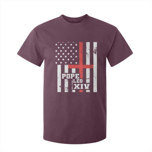 Pope Leo XIV T Shirt For Kid First American Pope Catholic Religious Cross American Flag TS11 Maroon Print Your Wear