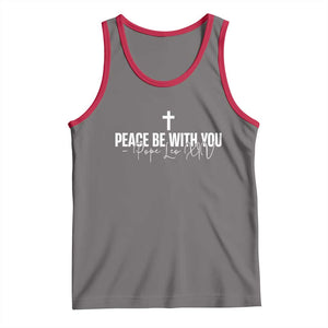 Pope Leo XIV Tank Top Peace Be With You All Catholic Church Subtle Cross TS10 Deep Heather Red Print Your Wear
