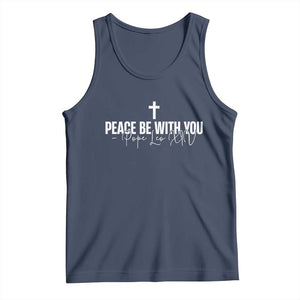 Pope Leo XIV Tank Top Peace Be With You All Catholic Church Subtle Cross TS10 Navy Print Your Wear