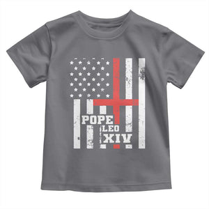 Pope Leo XIV Toddler T Shirt First American Pope Catholic Religious Cross American Flag TS11 Charcoal Print Your Wear