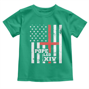 Pope Leo XIV Toddler T Shirt First American Pope Catholic Religious Cross American Flag TS11 Irish Green Print Your Wear