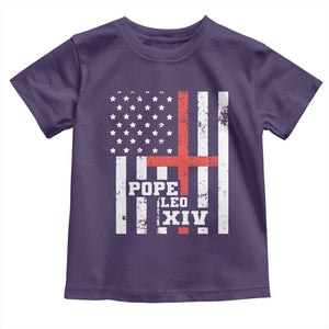 Pope Leo XIV Toddler T Shirt First American Pope Catholic Religious Cross American Flag TS11 Purple Print Your Wear