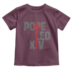 Pope Leo XIV Toddler T Shirt First American Pope Catholic Religious Cross TS11 Maroon Print Your Wear