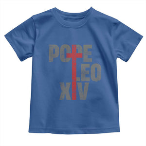 Pope Leo XIV Toddler T Shirt First American Pope Catholic Religious Cross TS11 Royal Blue Print Your Wear