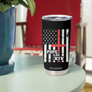 Pope Leo XIV Tumbler Cup First American Pope Catholic Religious Cross American Flag TS11 Print Your Wear