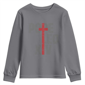 Pope Leo XIV Youth Sweatshirt First American Pope Catholic Religious Cross TS11 Charcoal Print Your Wear