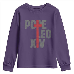 Pope Leo XIV Youth Sweatshirt First American Pope Catholic Religious Cross TS11 Purple Print Your Wear