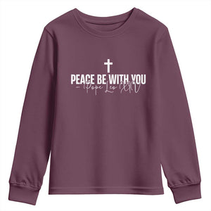 Pope Leo XIV Youth Sweatshirt Peace Be With You All Catholic Church Subtle Cross TS10 Maroon Print Your Wear
