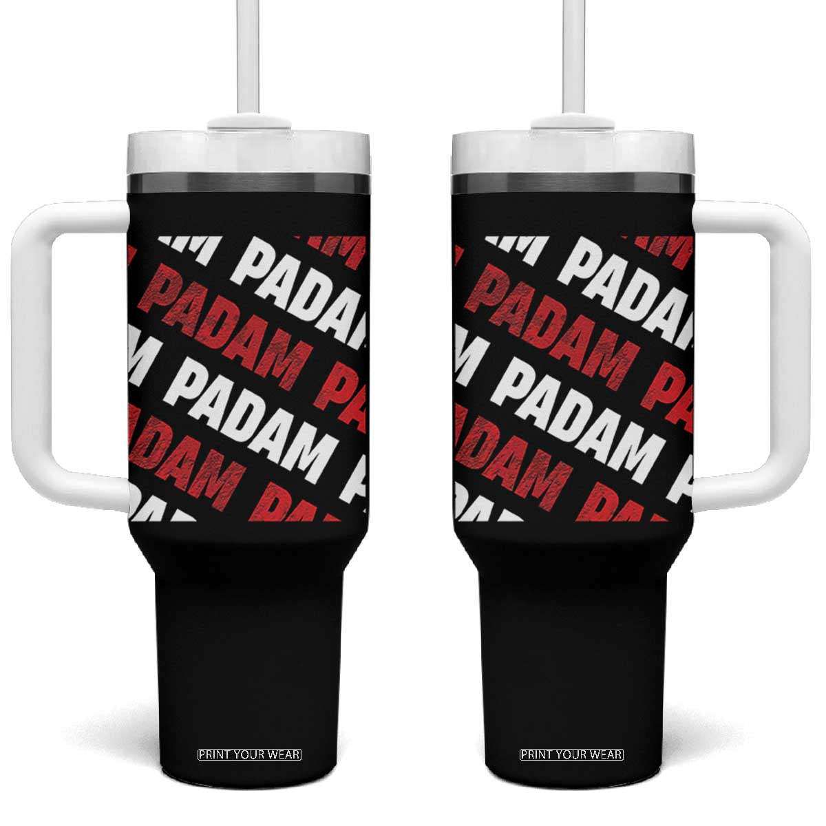 Pride Month Tumbler With Handle Padam Padam Heartbeat LGBTQ TS10 One Size: 40 oz Black Print Your Wear