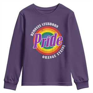 Pride Removes Stubborn Orange Stains Youth Sweatshirt Pride Month LGBTQ TS10 Purple Print Your Wear