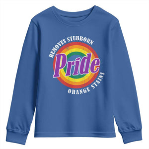 Pride Removes Stubborn Orange Stains Youth Sweatshirt Pride Month LGBTQ TS10 Royal Blue Print Your Wear