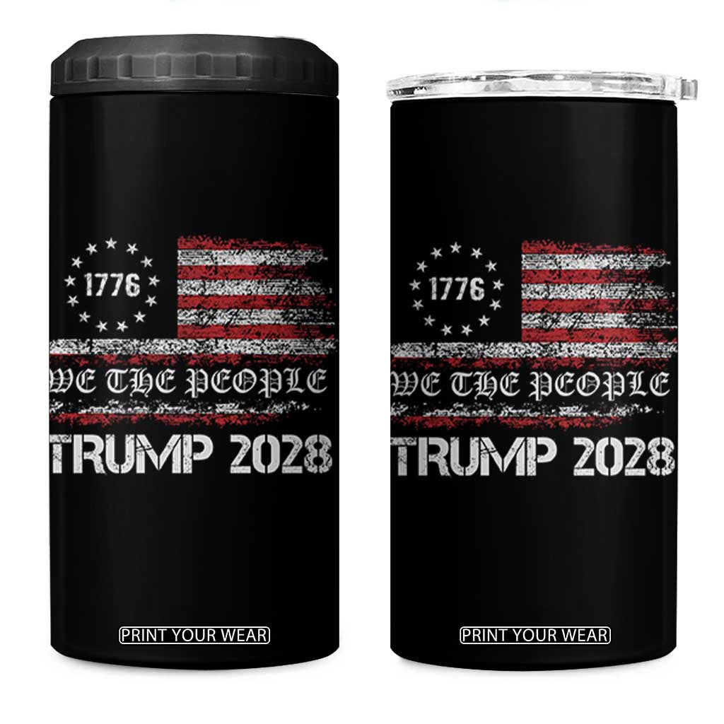 Pro Trump 2028 4 in 1 Can Cooler Tumbler America US Flag Retro Vintage TS10 One Size: 16 oz Black Print Your Wear